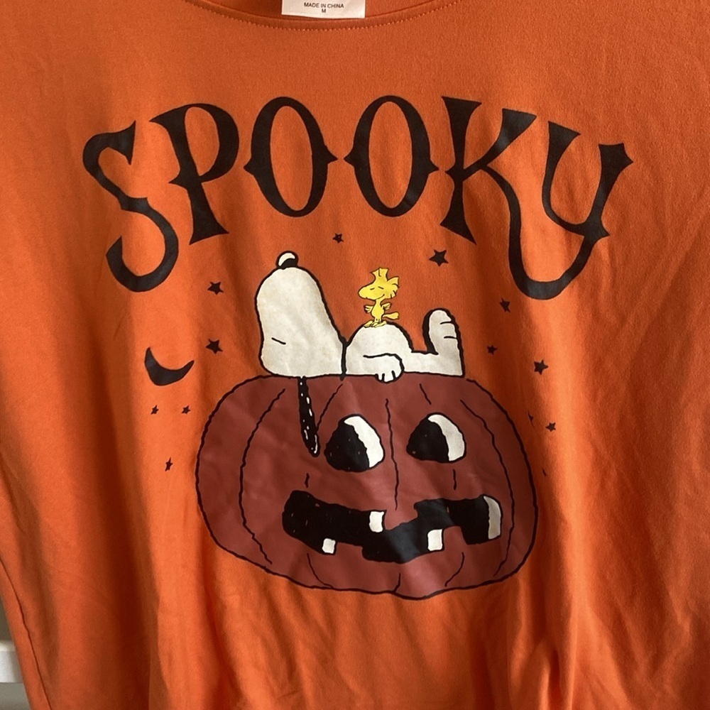 Munki Munki Women's Halloween Peanuts "Spooky" Orange Tee Size Medium - Picture 2 of 7